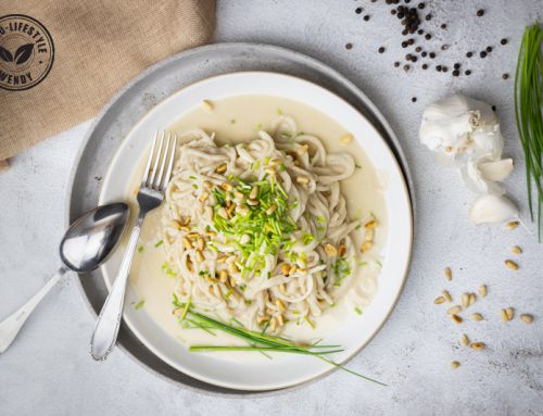 Koolhydraatarme spaghetti in witte saus